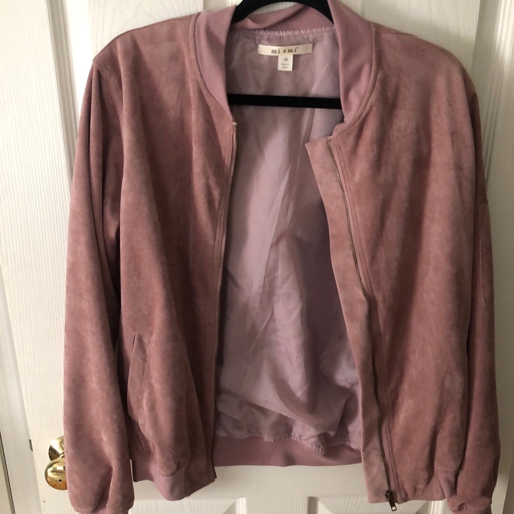 Suede Bomber Jacket Rose